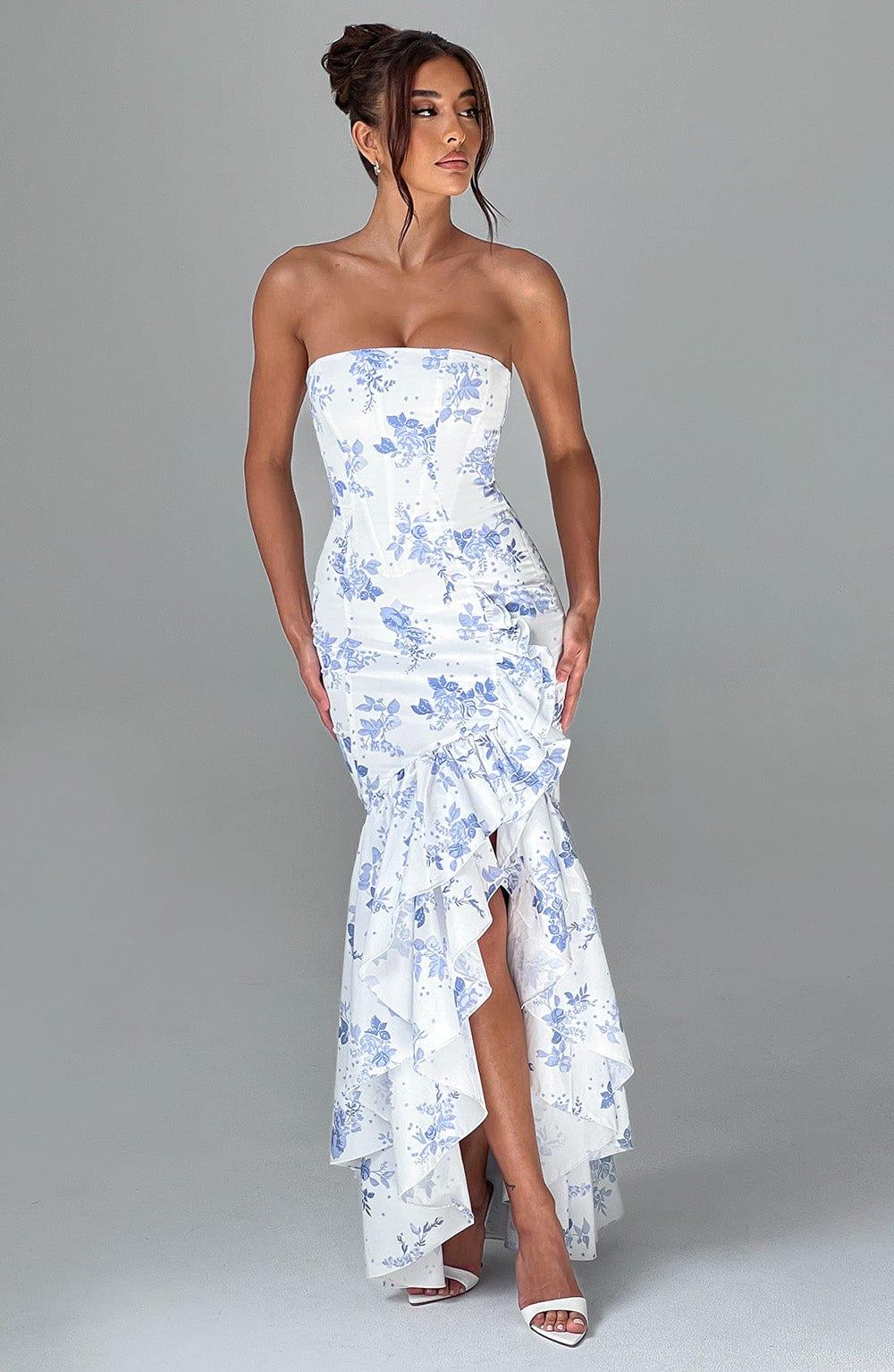 Angelina Maxi Dress - Blue Floral Print Product Image