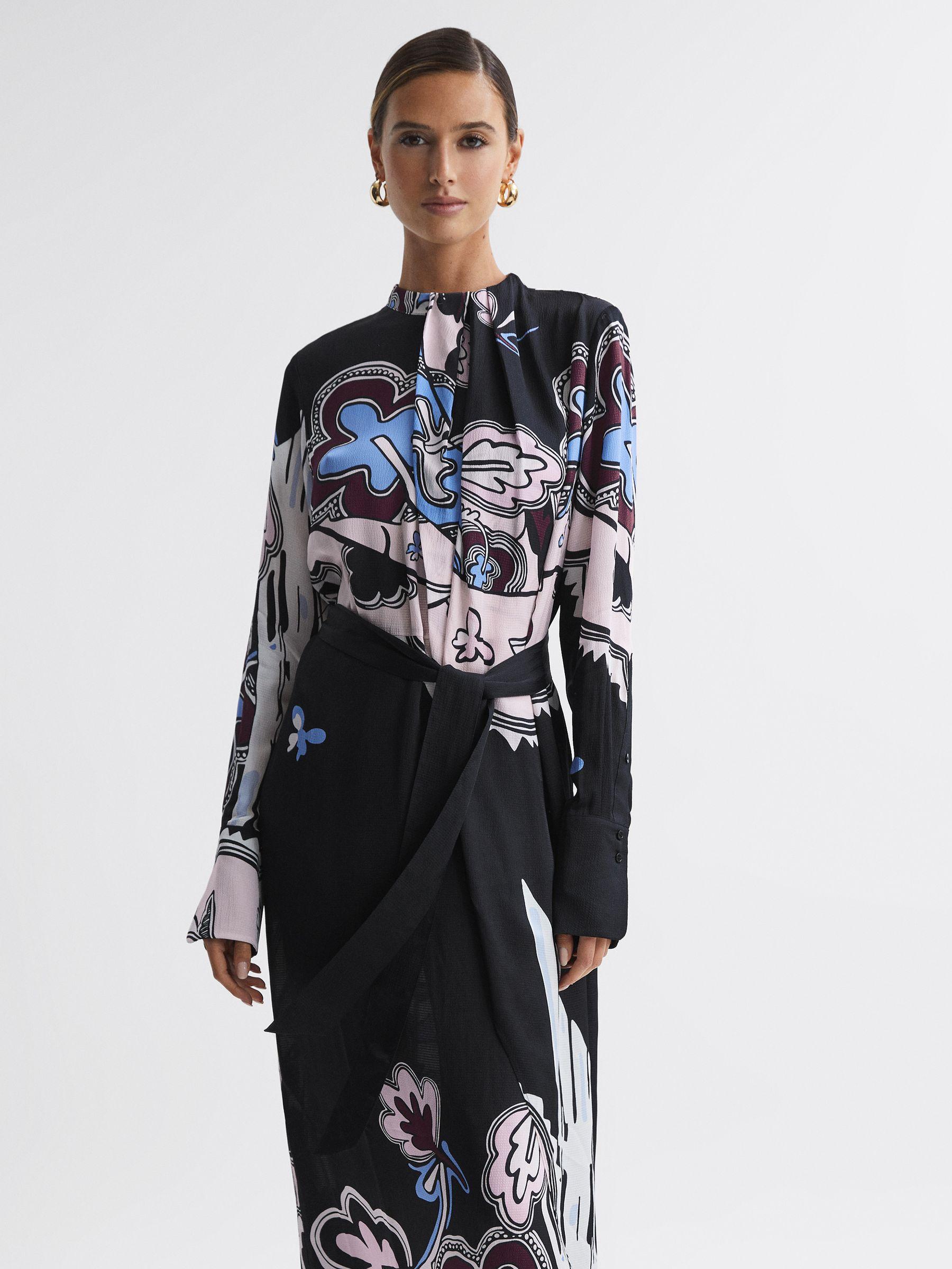 Pleat Front Midi Dress in Black Product Image