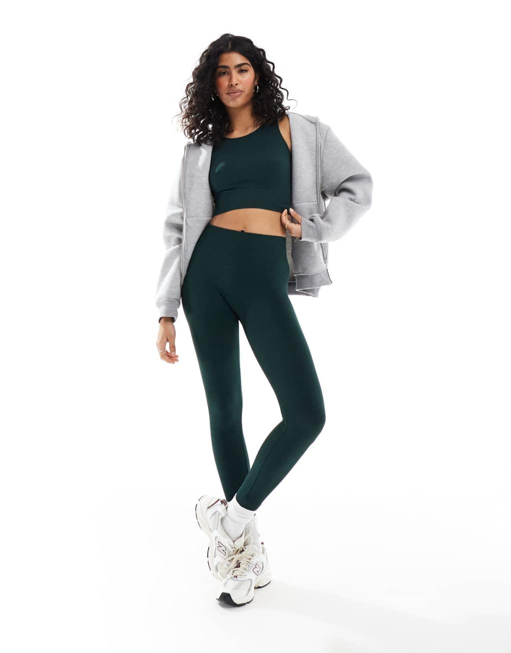 ONLY seamless top in dark green - part of a set Product Image