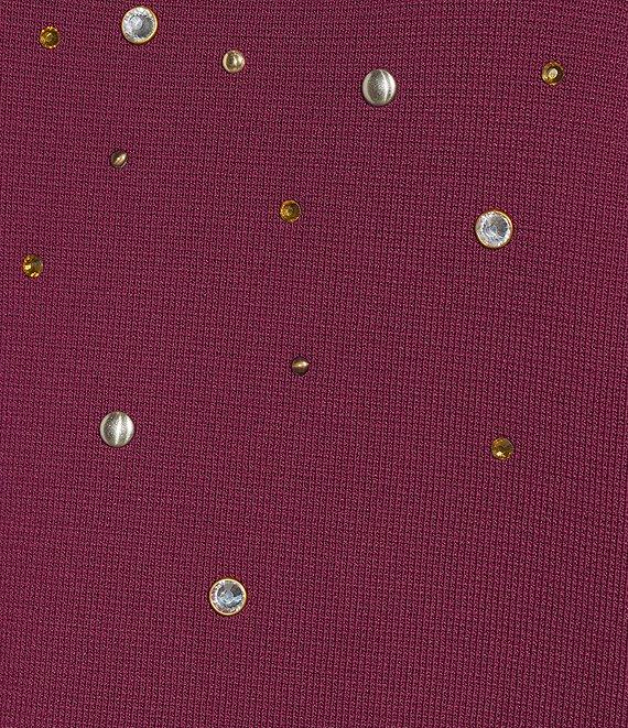 KARL LAGERFELD PARIS Knit Rhinestone Crew Neck Short Sleeve Top Product Image