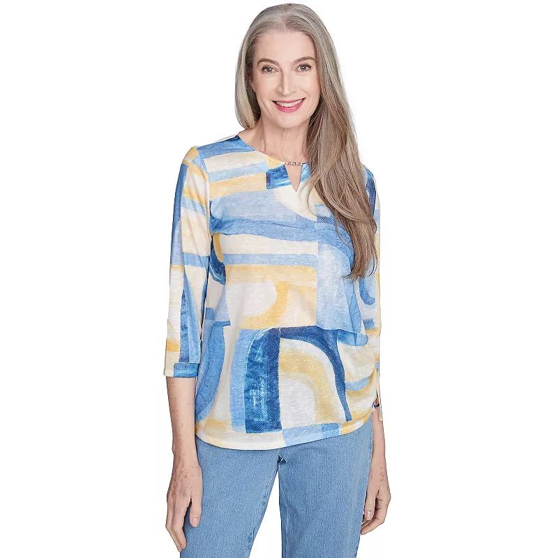 Womens Alfred Dunner Watercolor Patchwork Geometric Top Product Image