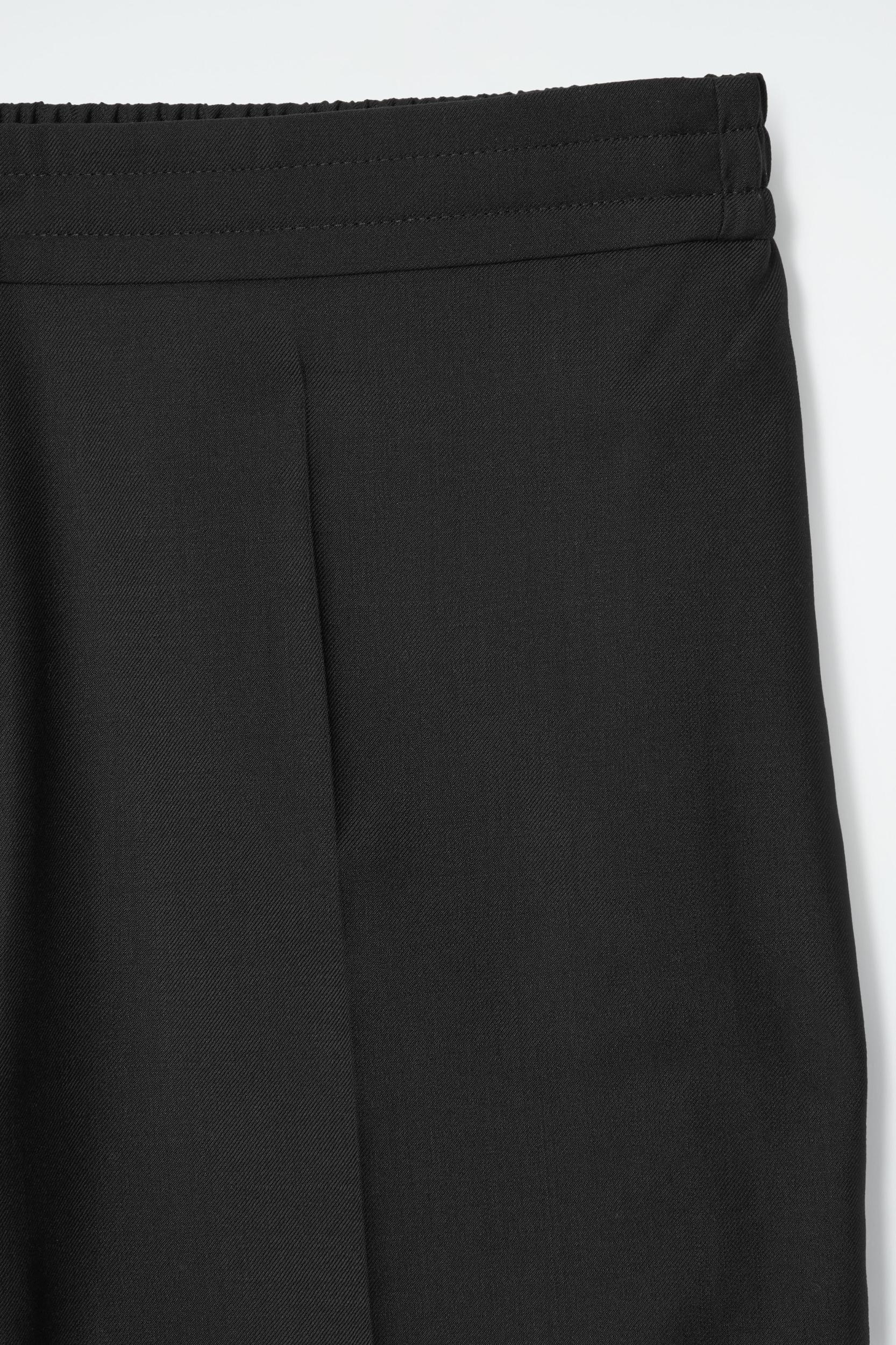 REGULAR ELASTICATED WOOL STRAIGHT-LEG PANTS Product Image