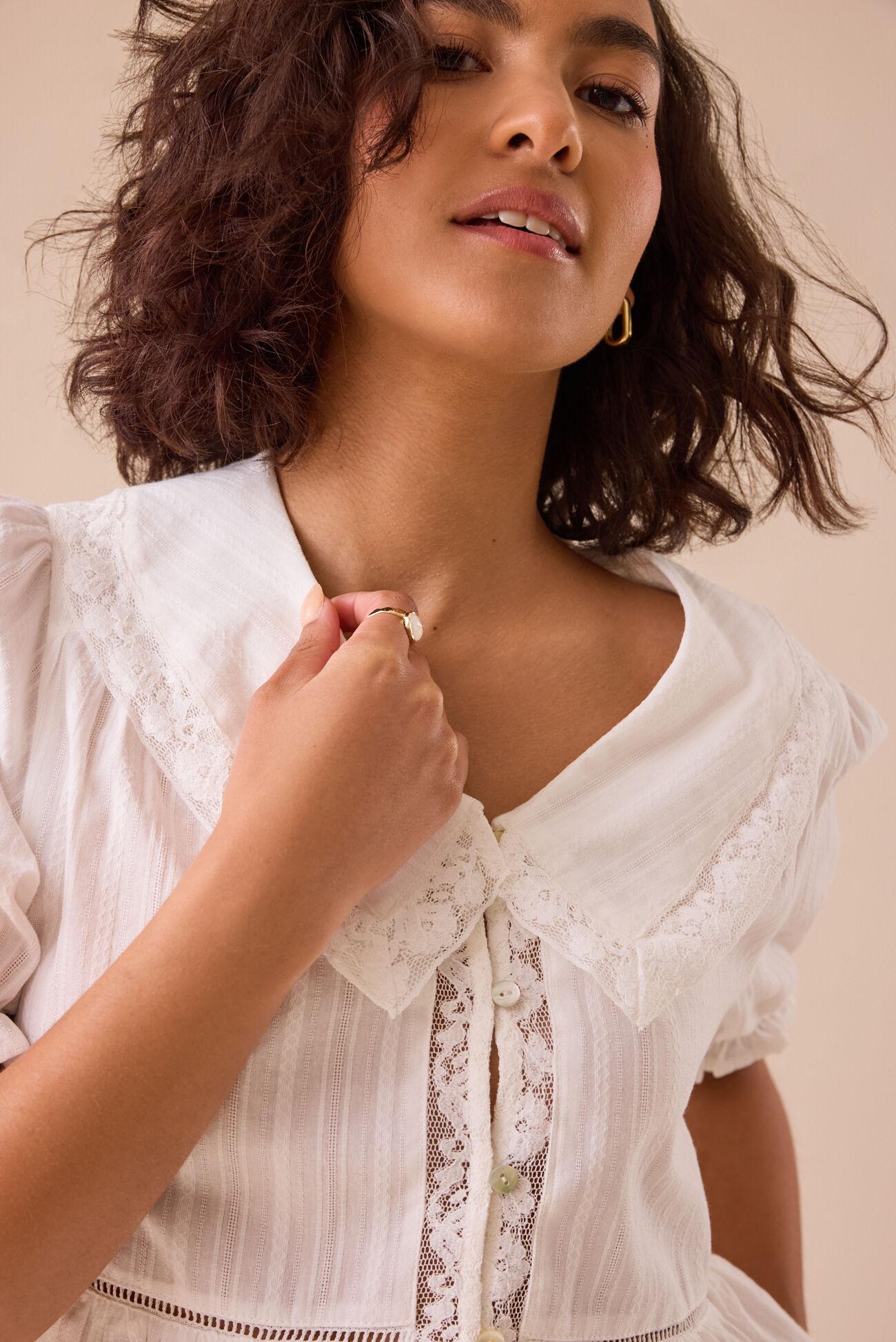 Rosemary Lace Collared Top Product Image