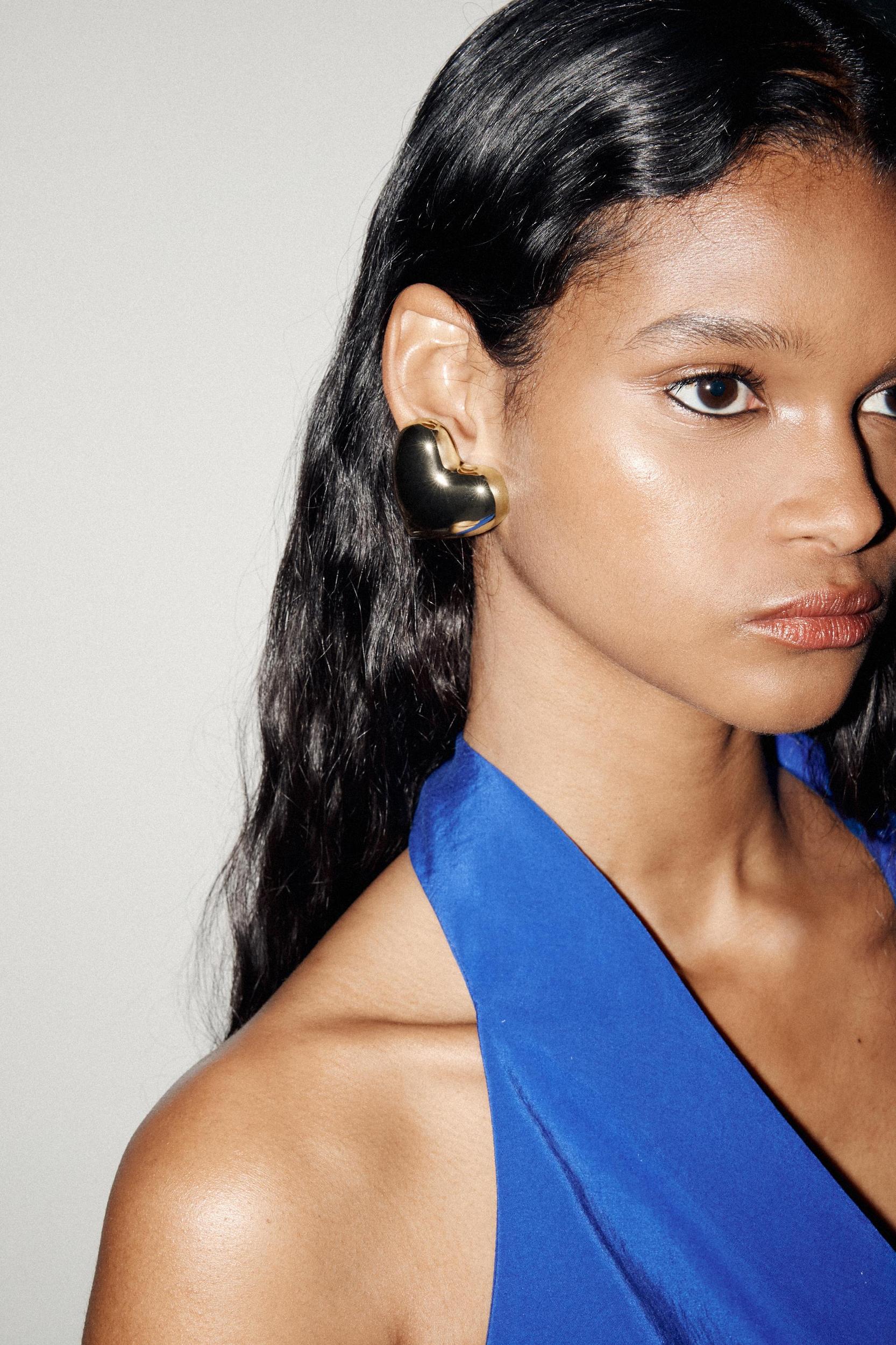 METAL HEART EARRINGS Product Image