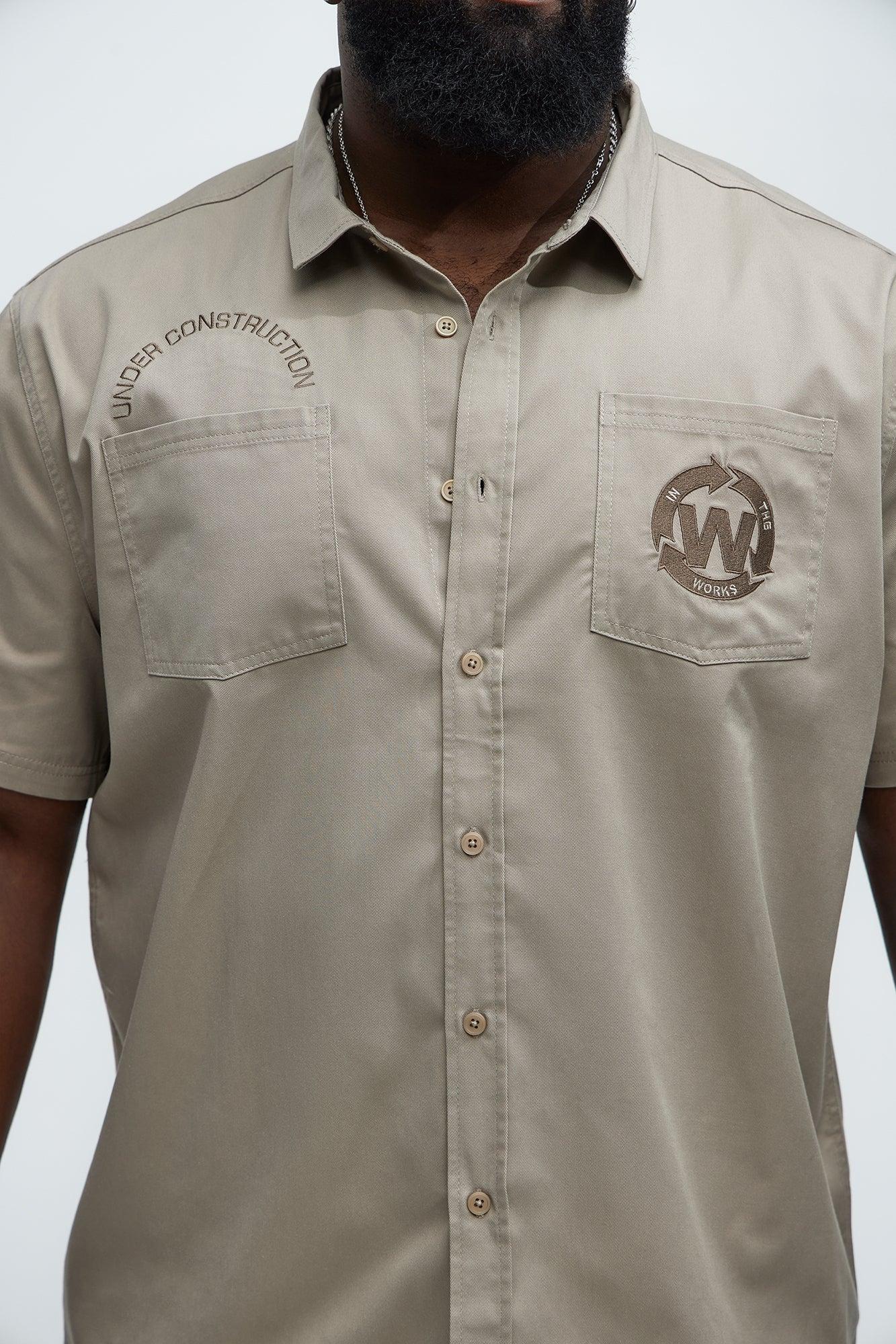 In The Works Short Sleeve Button Up Shirt - Stone Product Image
