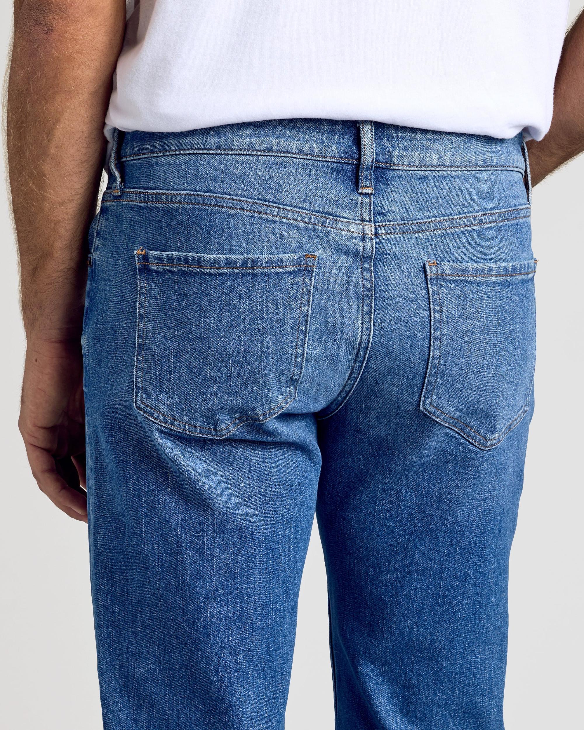 Medium Indigo Wash Straight Authentic Denim Jeans Product Image