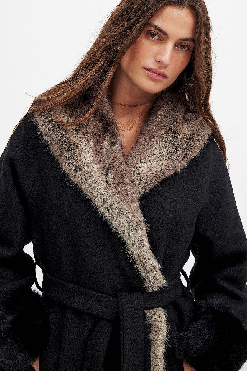 Faux Fur Long Coat Product Image