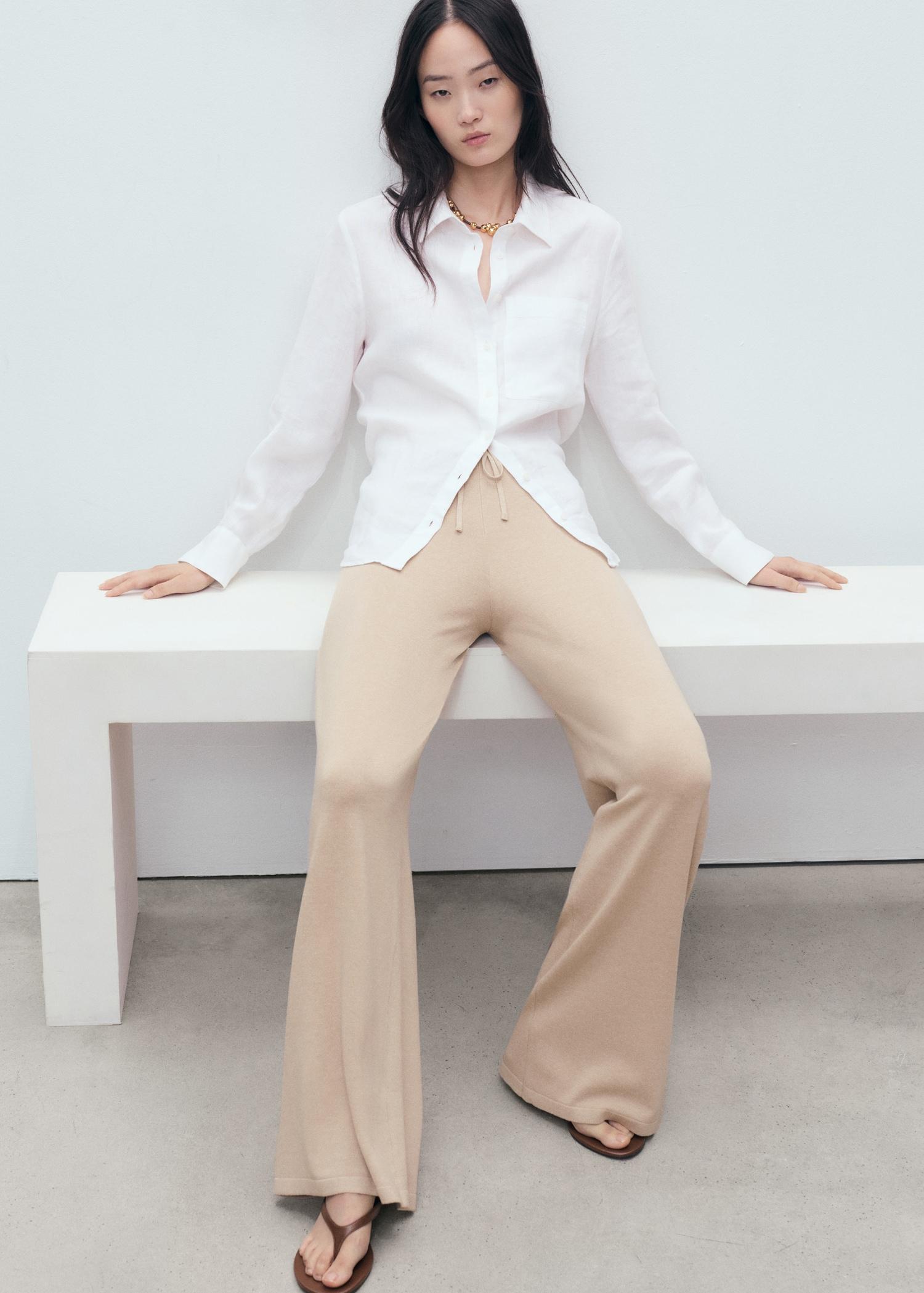 Straight knitted pants - Women | MANGO USA Product Image