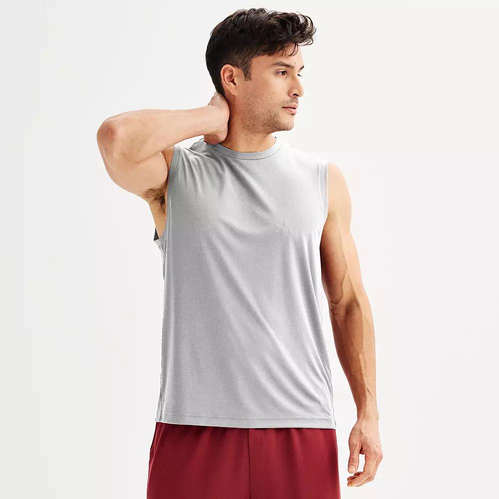 Men's Tek Gear Dry Tek Muscle Tank, Size: XXL, Brittany Blush Grid Product Image