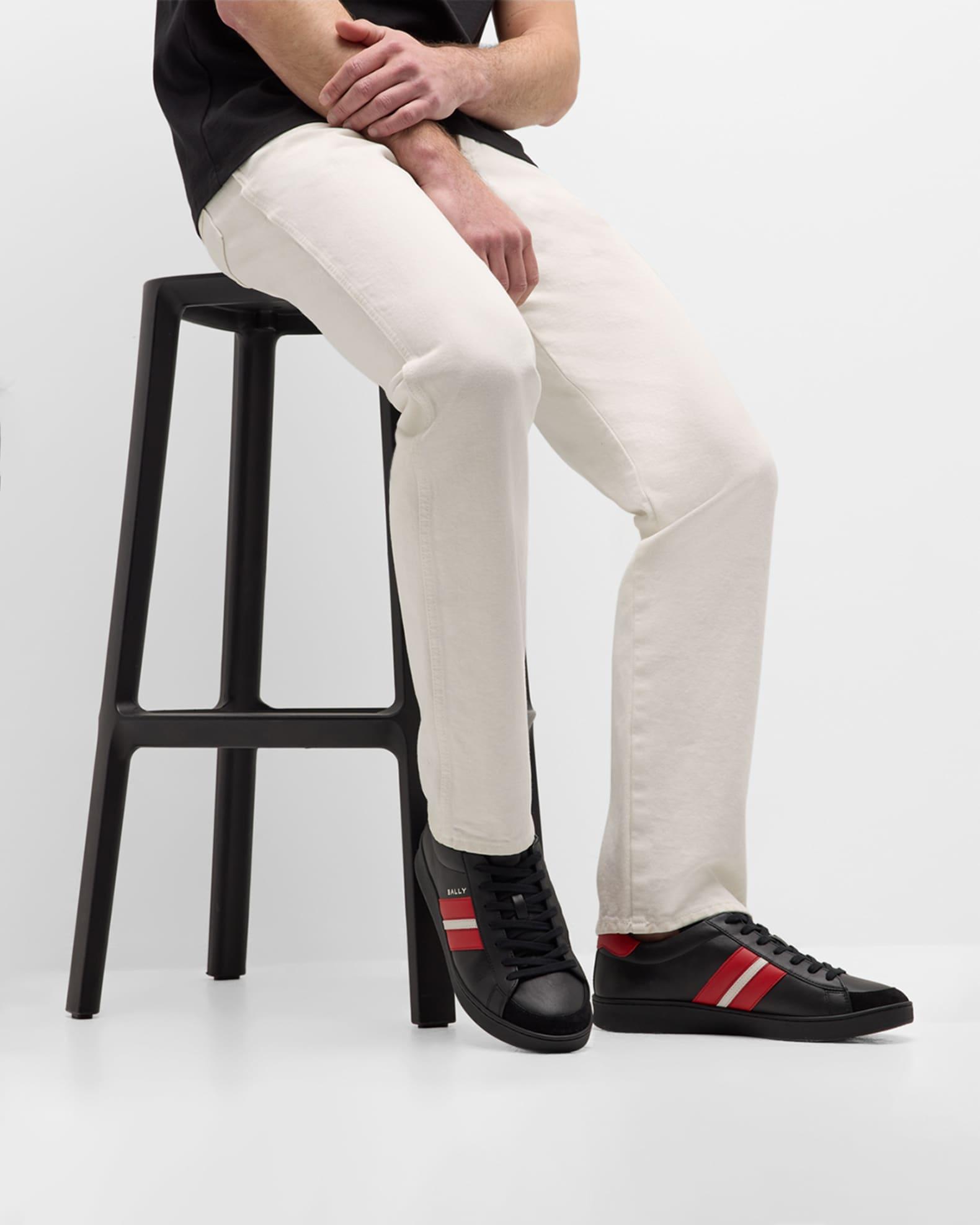 Men's Low-Top Leather Tennis Sneakers Product Image