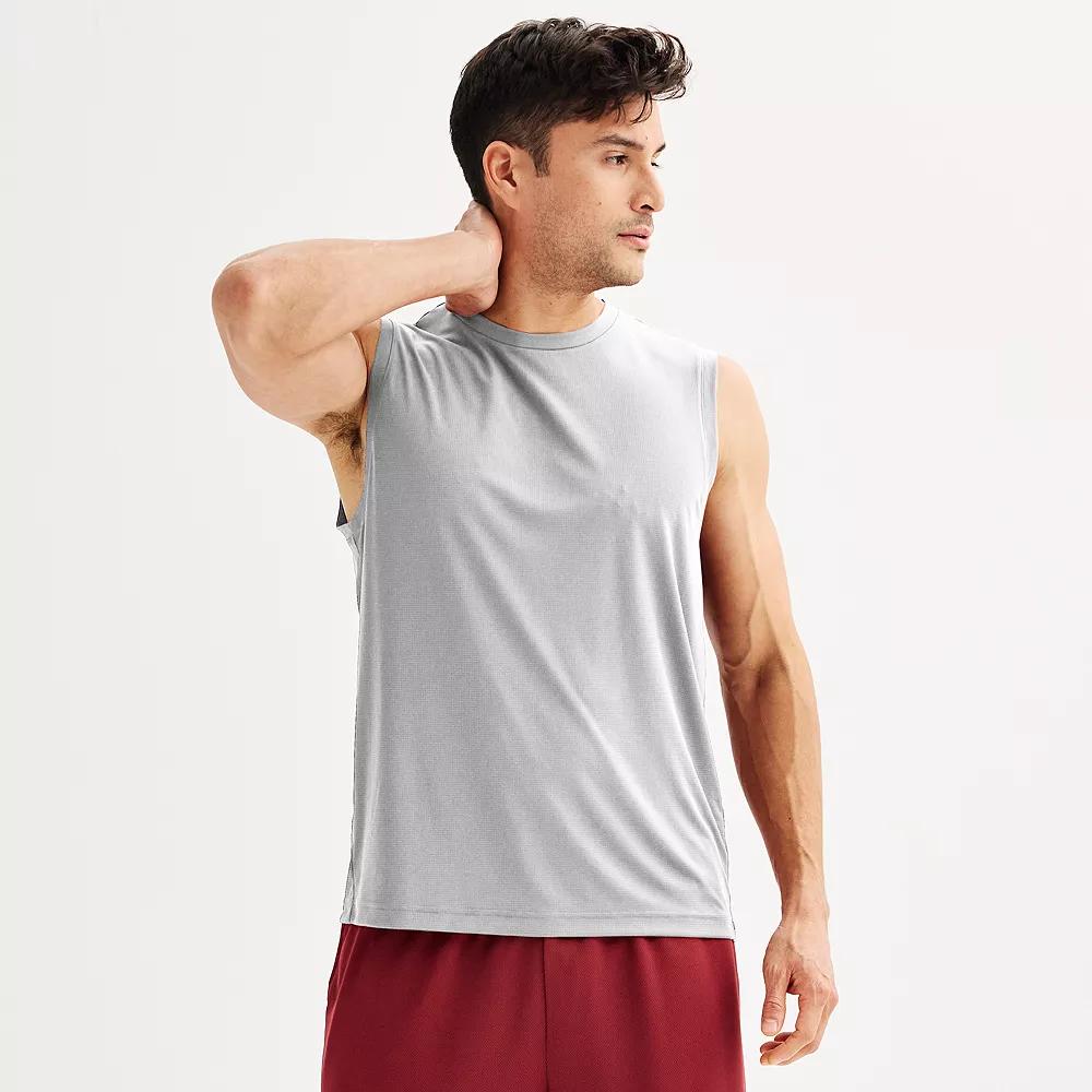 Men's Tek Gear Dry Tek Muscle Tank, Size: XXL, Brittany Blush Grid Product Image