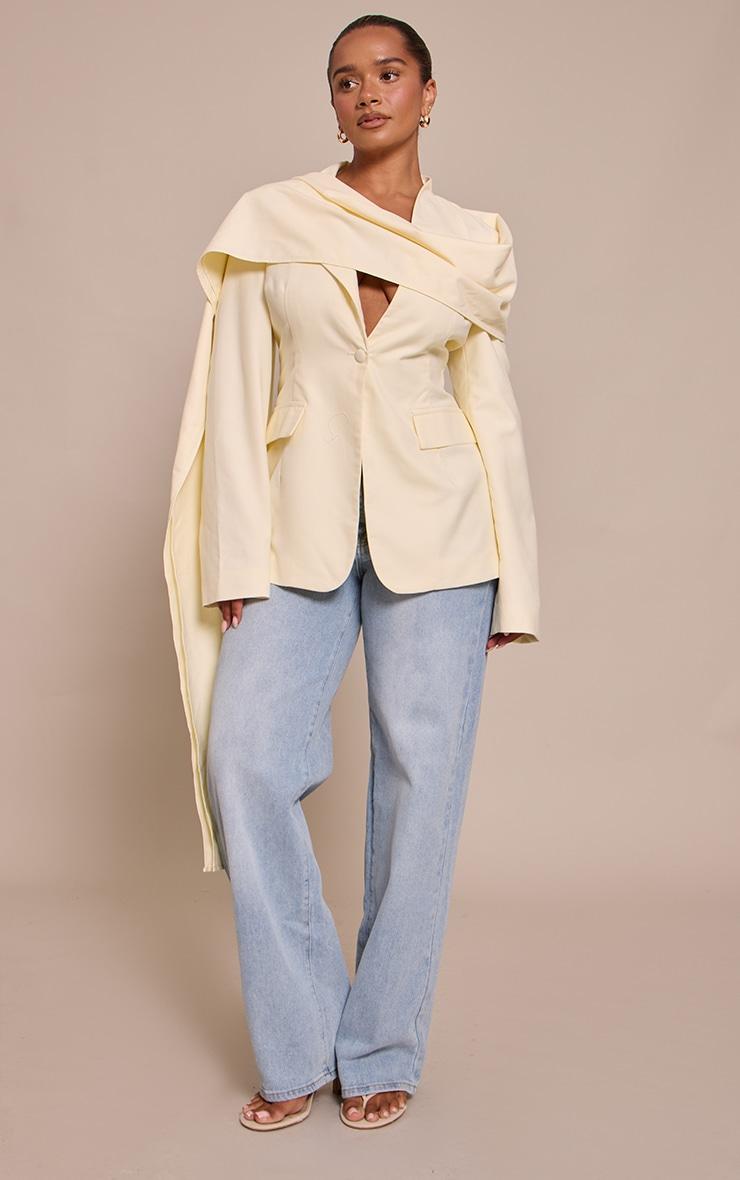 Shape Butter Cream Scarf Detail Cinched Blazer Product Image