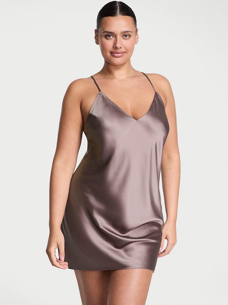 Satin Open-Back Slip Dress Product Image