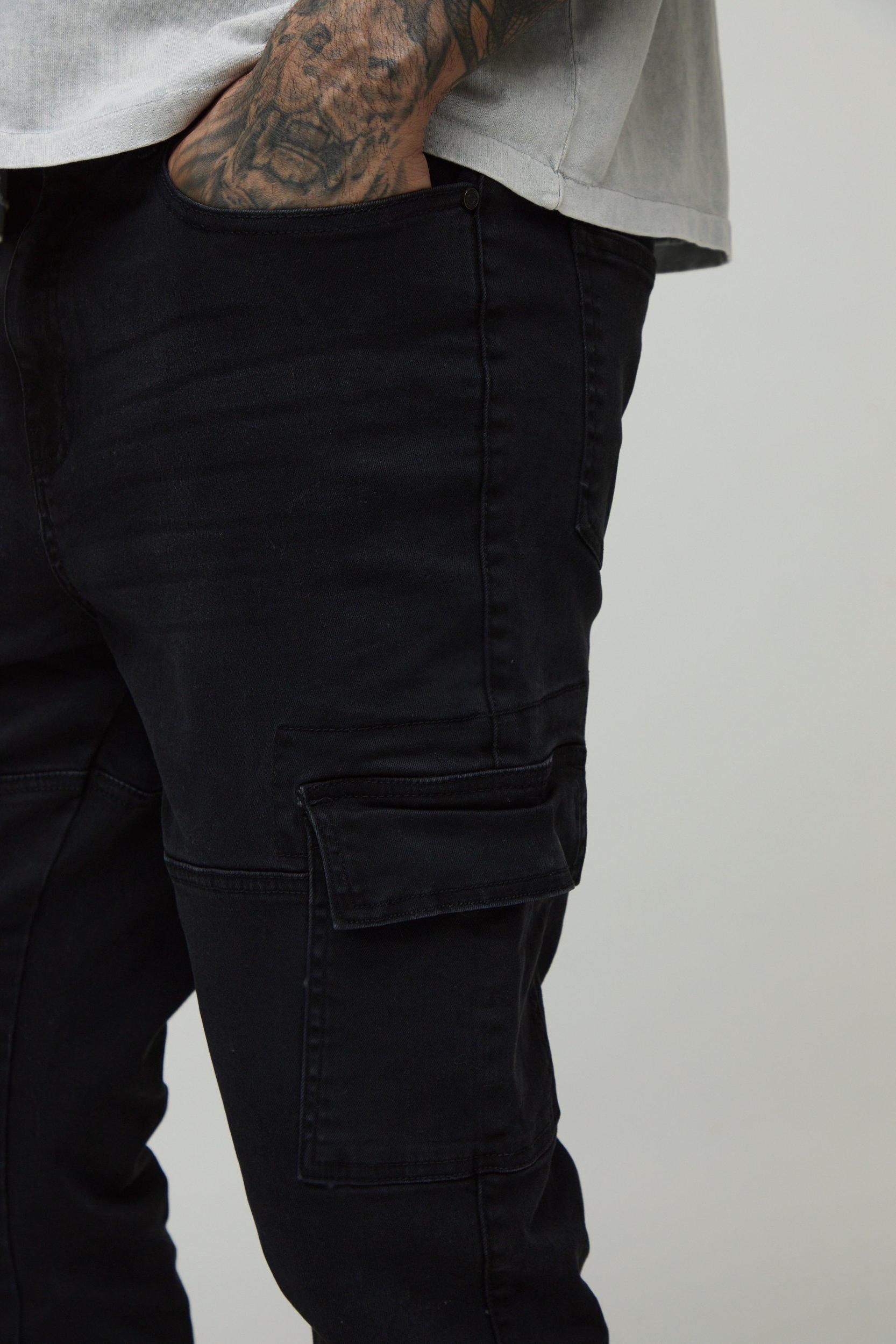 Tall Seam Detail Cargo Slim Fit Jeans | boohooMAN USA Product Image