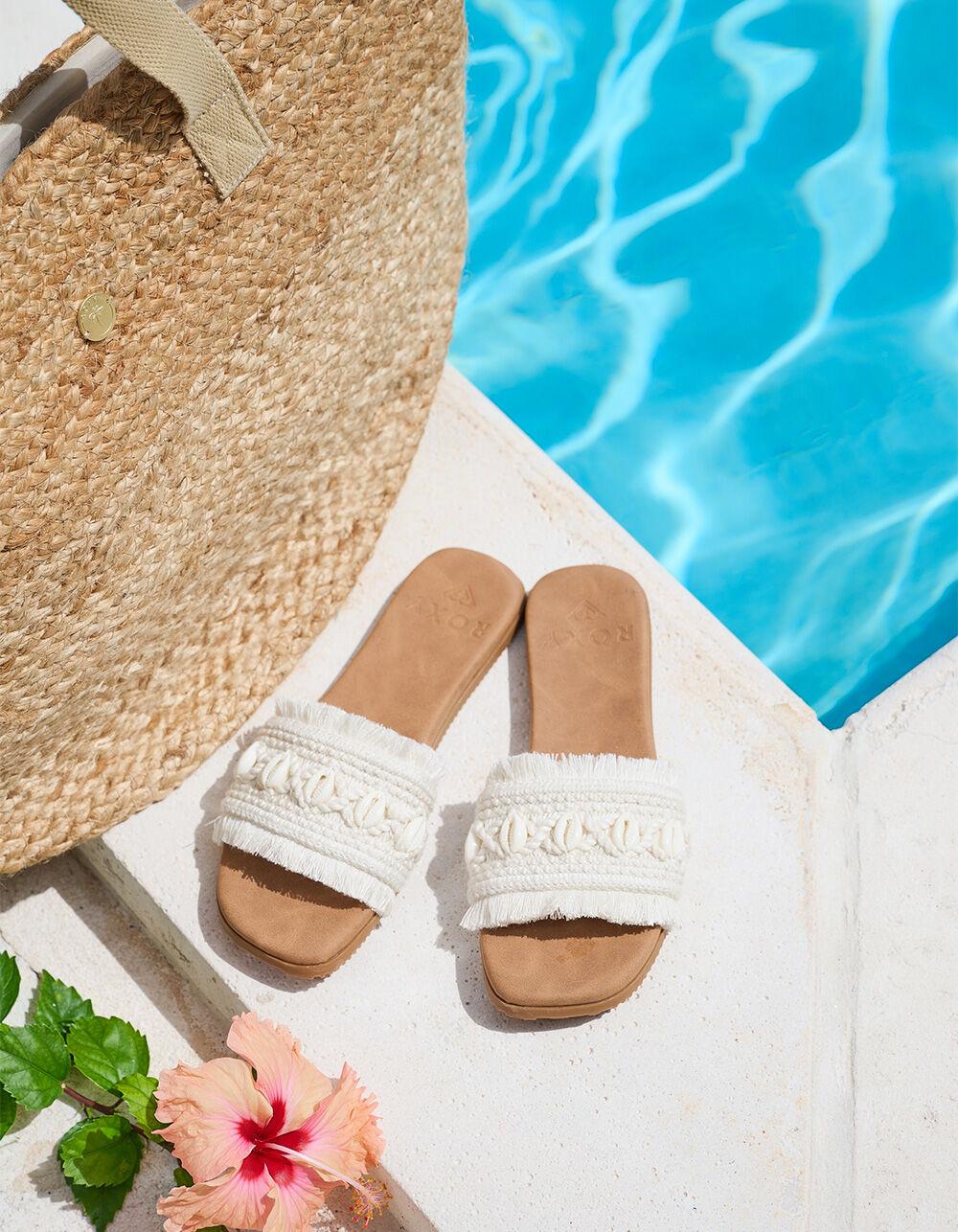 ROXY Positano Womens Slide Sandals - CREAM Product Image