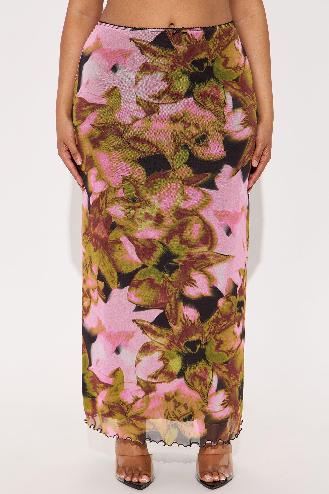 Work Of Art Abstract Mesh Maxi  Skirt - Purple/combo Female Product Image