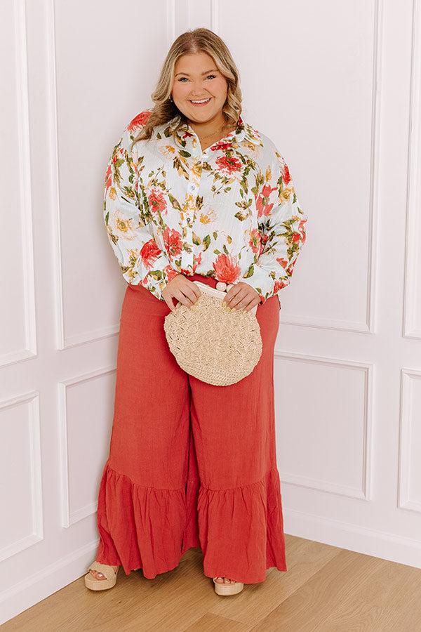 Serene Gardens Floral Button Up in Limpet Shell Curves Product Image