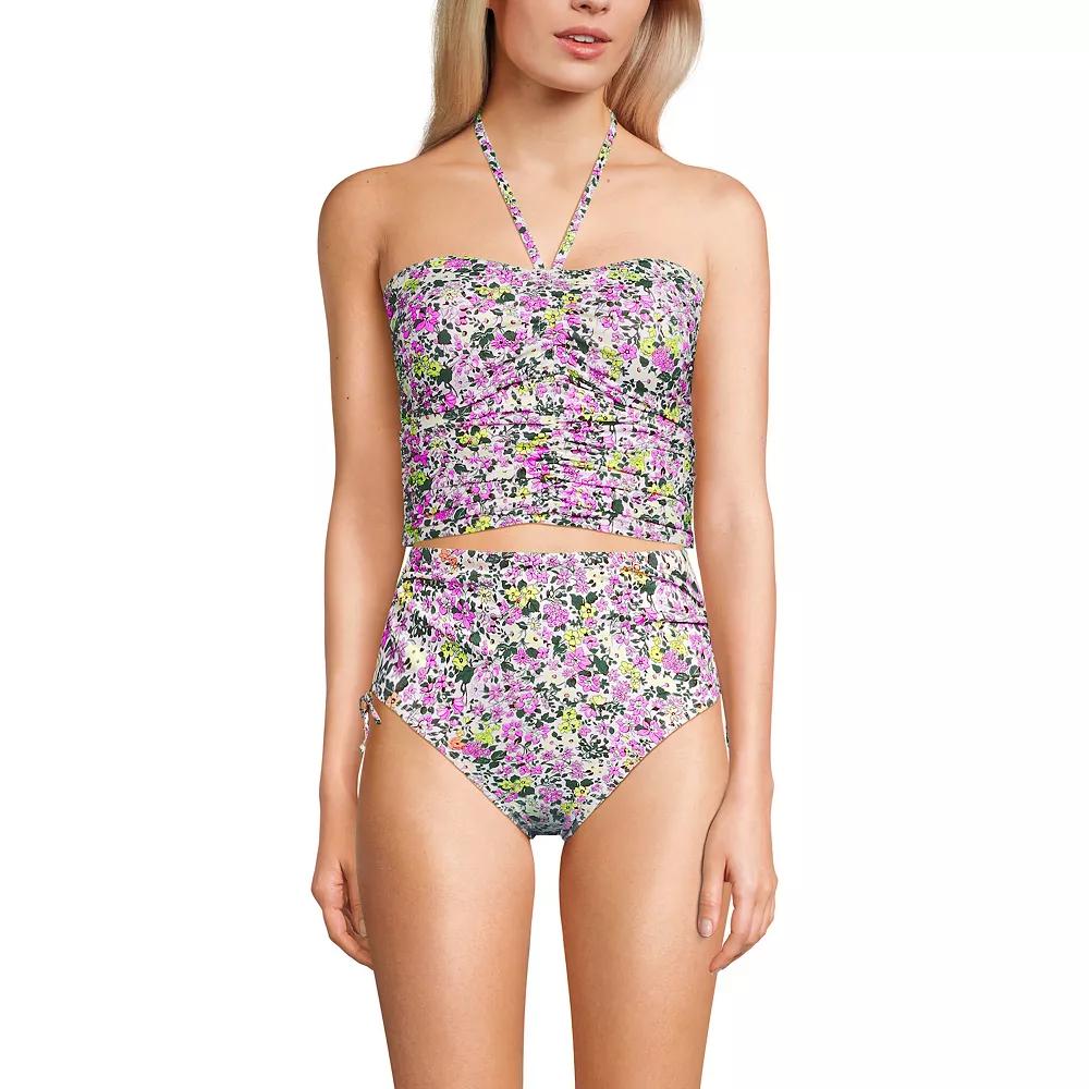 Women's Lands' End Ruched Halter Tankini Top, Size: 10, White Ditsy Floral Product Image