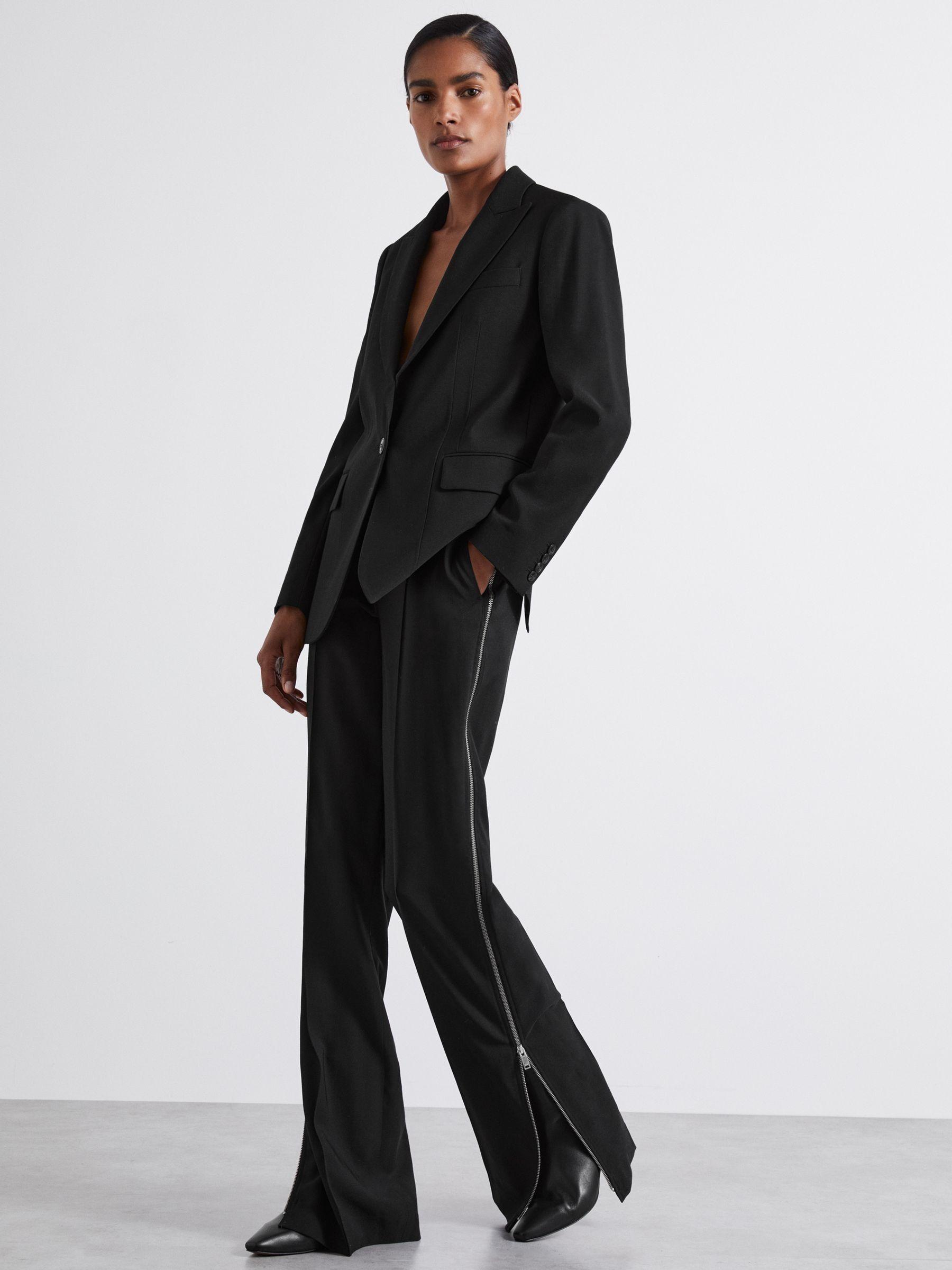 Atelier Virgin-Wool Zipped-Outseam Trousers in Black Product Image