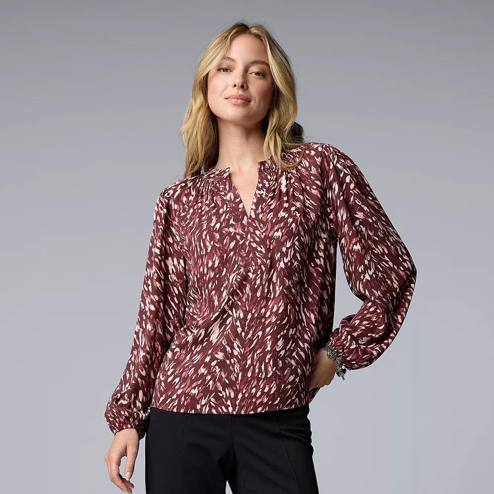 Women's Simply Vera Vera Wang Smocked Neck Blouse,  Product Image