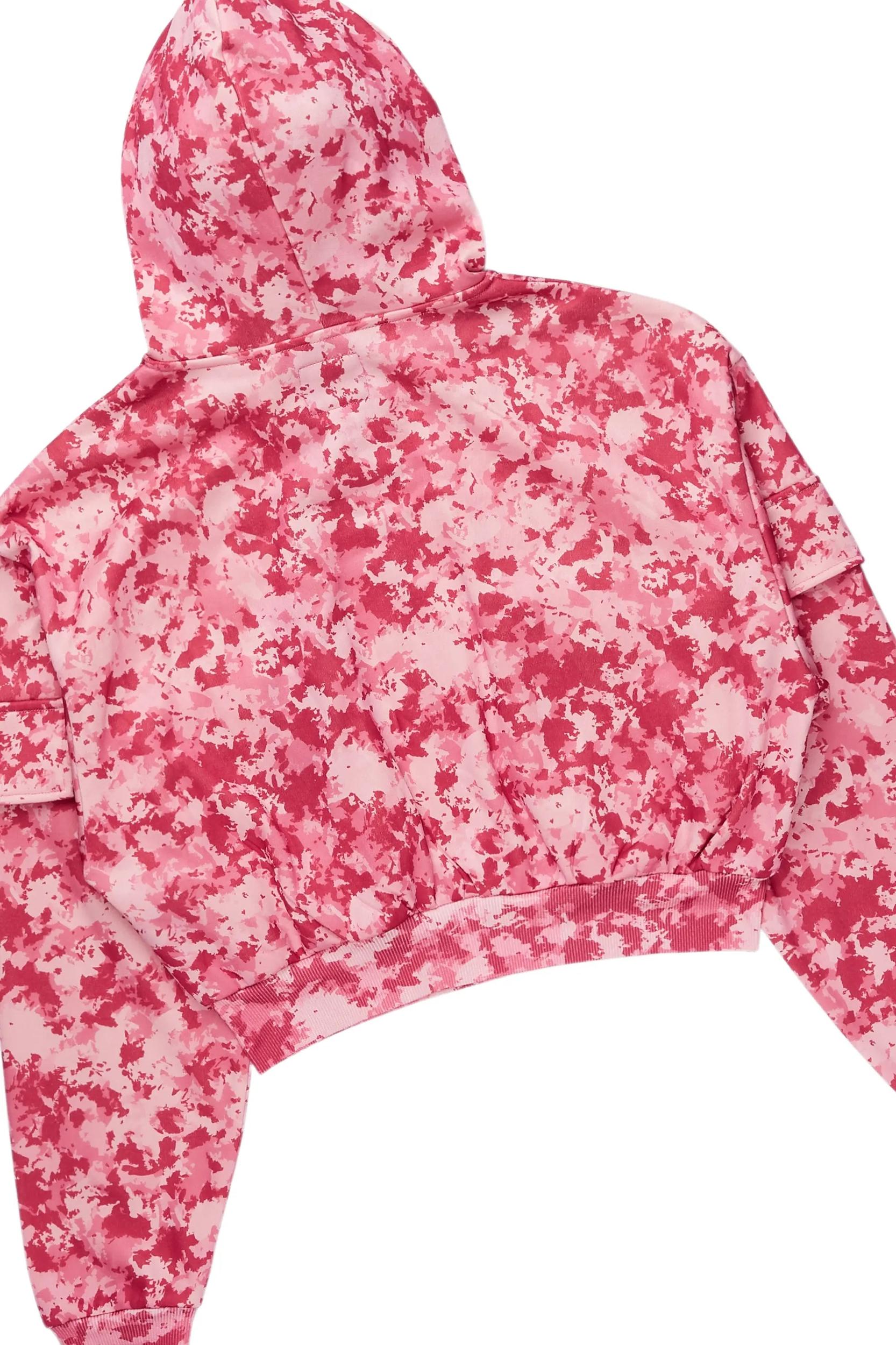 Shaneka Pink Digital Camo Cargo Short Set Female Product Image