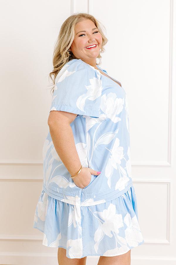 Serene Moment Floral Mini Dress in Sky Blue Curves Product Image