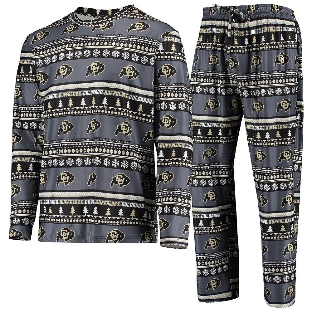 Men's Concepts Sport Black Colorado Buffaloes Ugly Sweater Long Sleeve T-Shirt and Pants Sleep Set,  Product Image