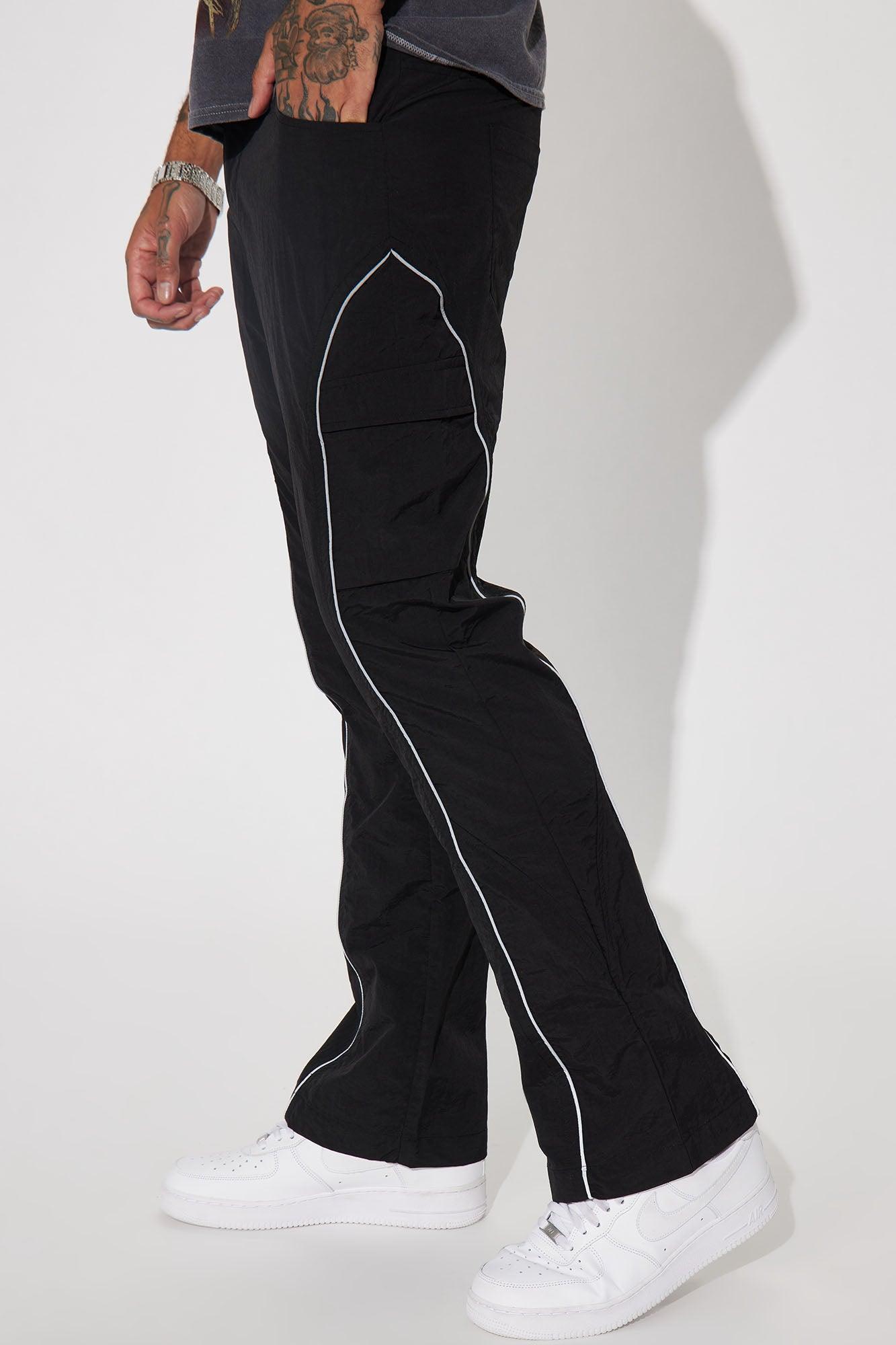 Shake It Down Nylon Stacked Slim Flare Pants - Black Product Image