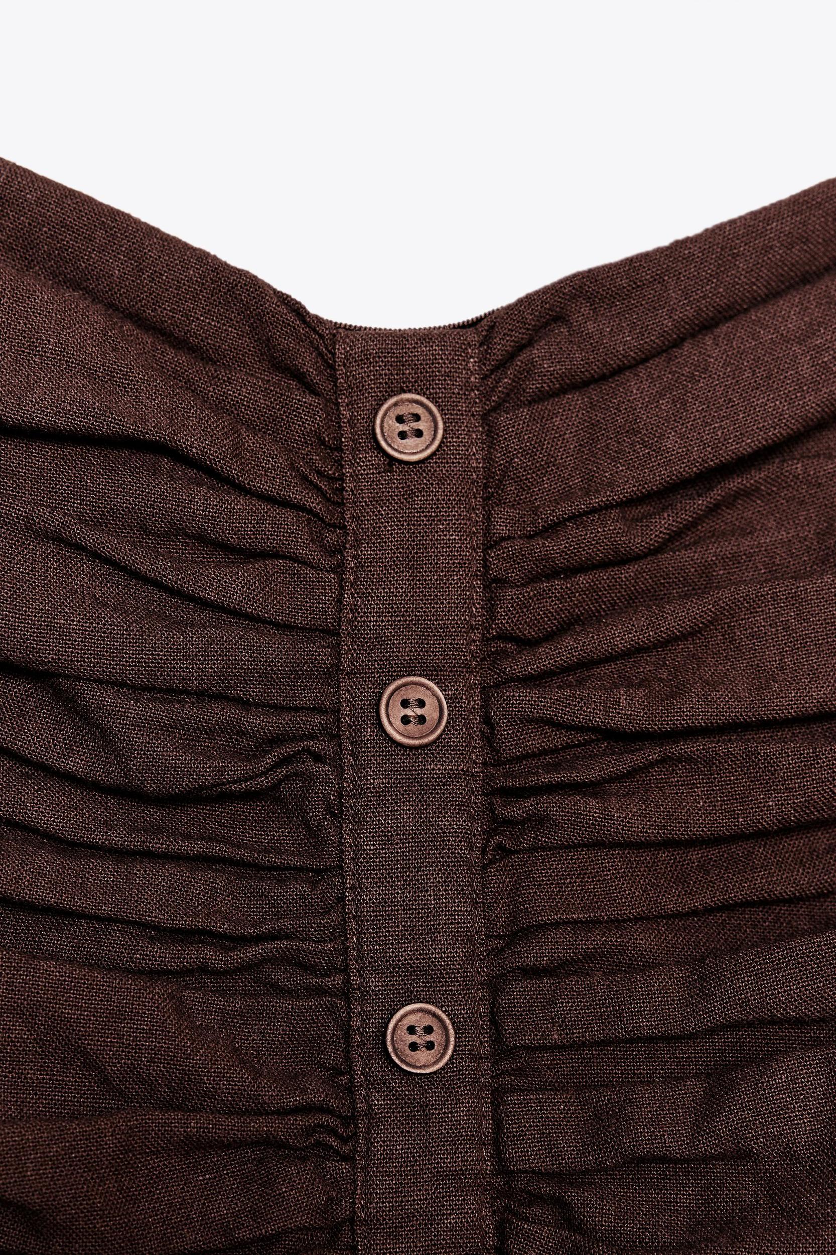 LINEN RUCHED BUSTIER TOP Product Image