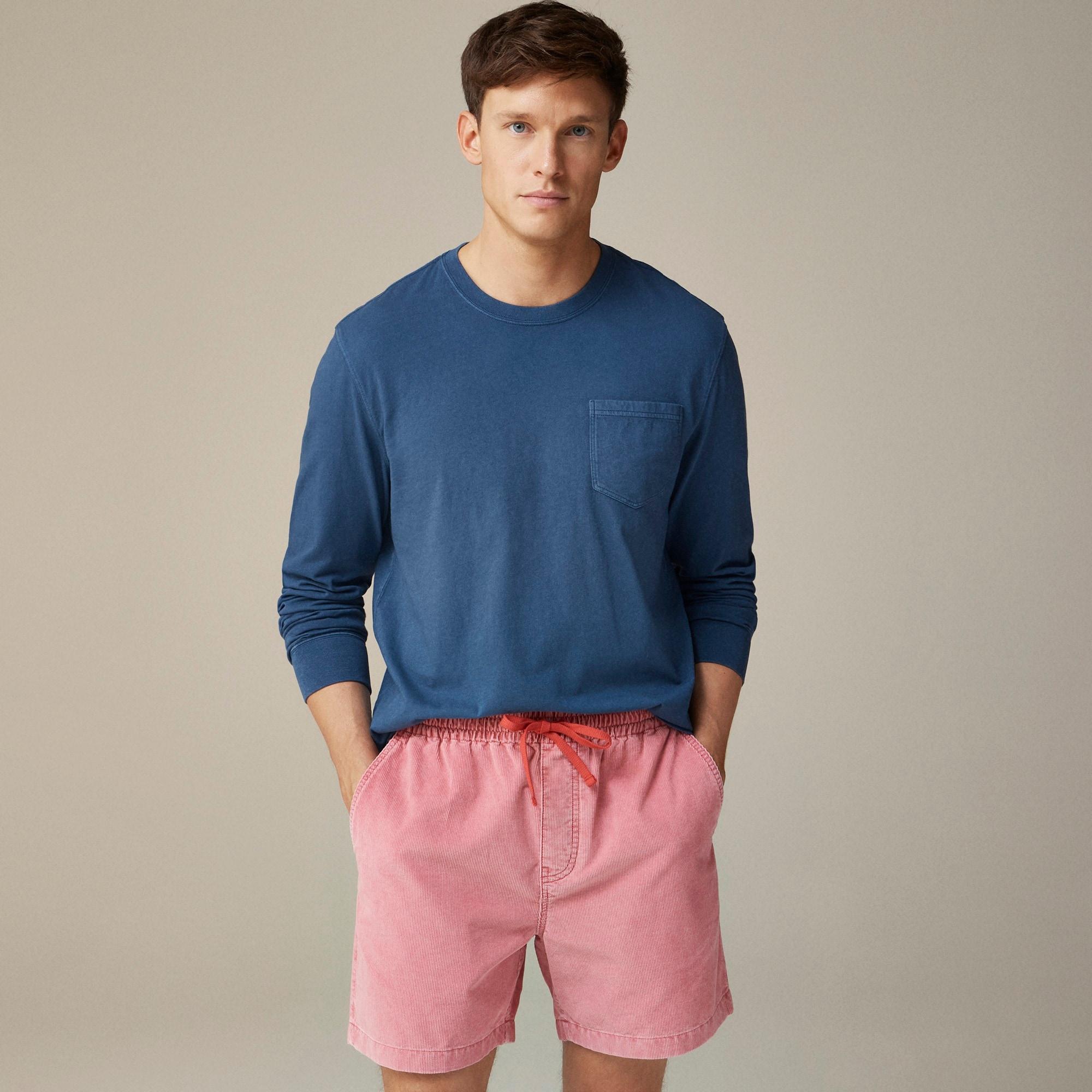 Long-sleeve vintage-wash cotton pocket T-shirt Product Image