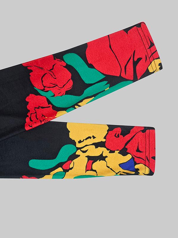 Skinny Flower Print Multi-Colored High Neck Maxi Dresses Product Image