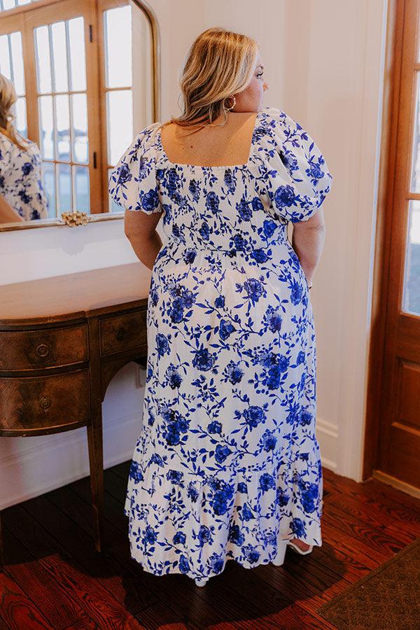 Sweet Surprise Floral Maxi Dress in Royal Blue Curves Product Image