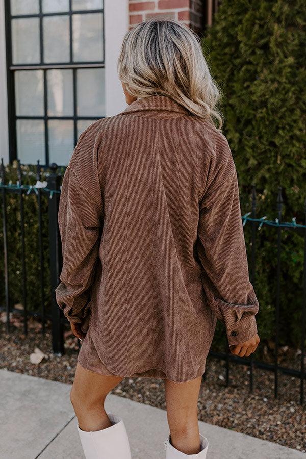 Captivating Cuteness Corduroy Button Up in Mocha Product Image