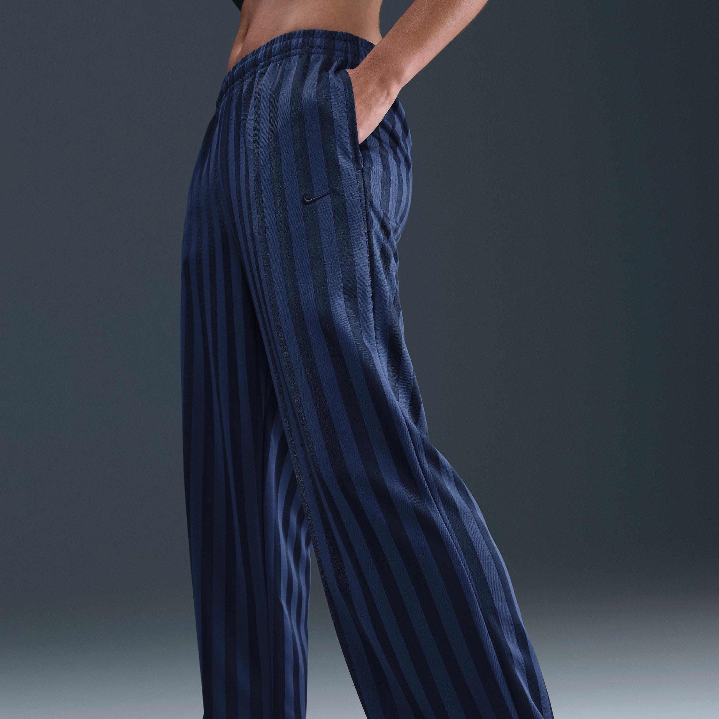 Womens Nike Sportswear Mid-Rise Loose Jacquard Striped Track Pants | HV5133-110 Product Image