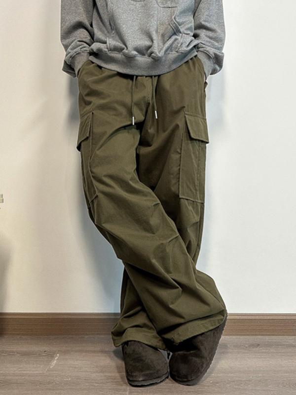 Men's Solid Big Pocket Cargo Pants Product Image