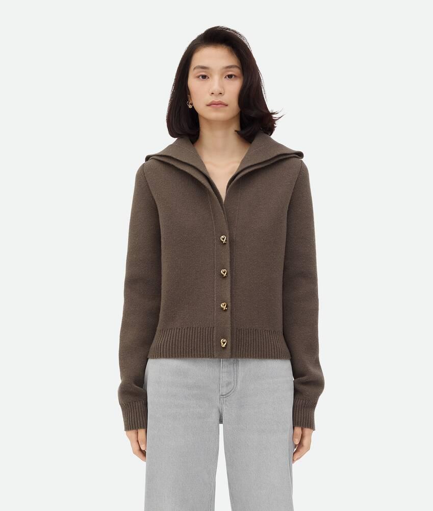 Women's Compact Wool Cardigan in Chestnut melange Product Image