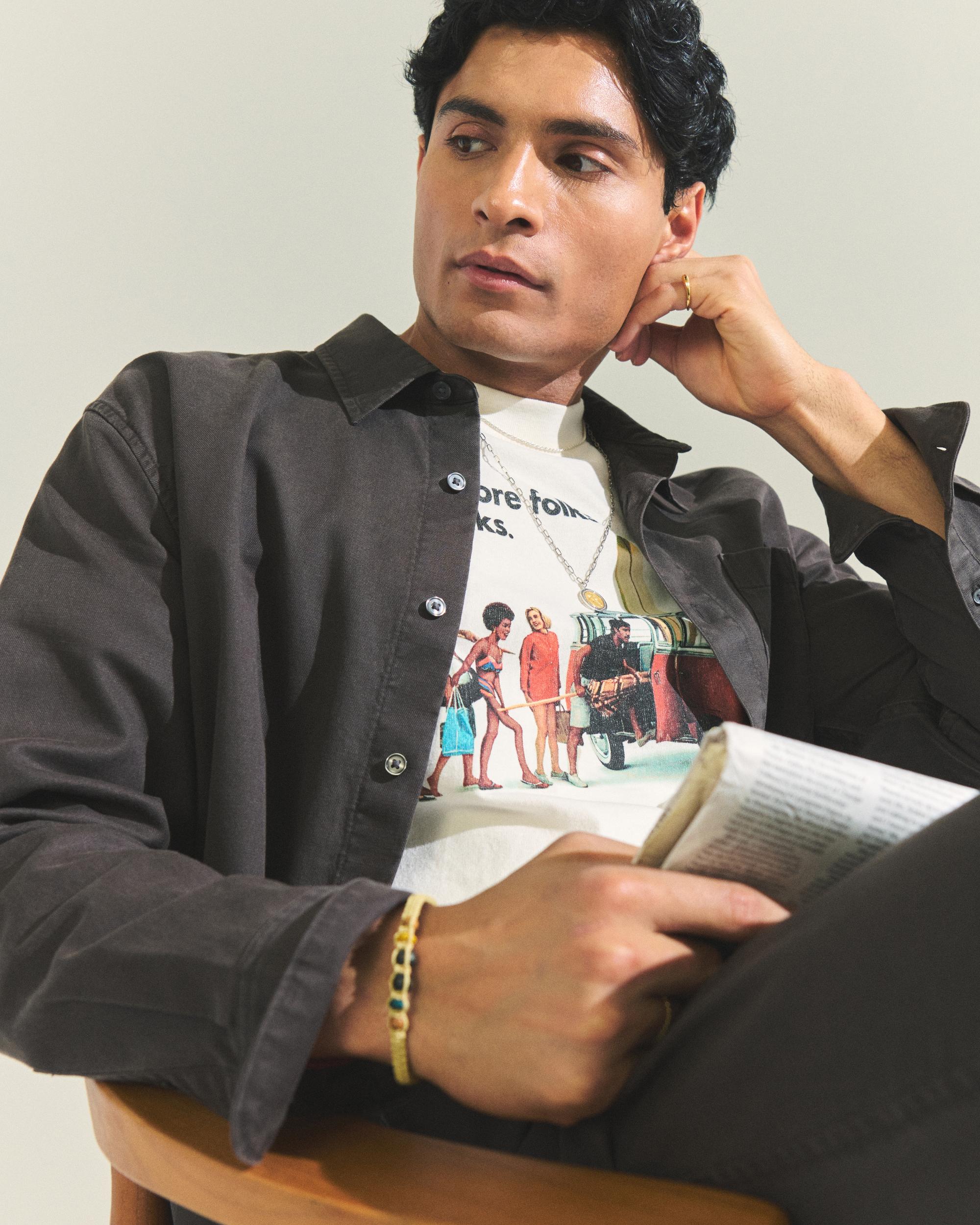 Long-Sleeve Garment Dye Button-Up Shirt Product Image