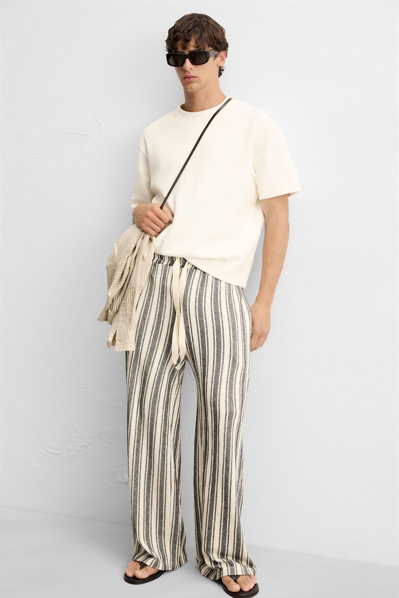 JACQUARD STRIPED PANTS Product Image