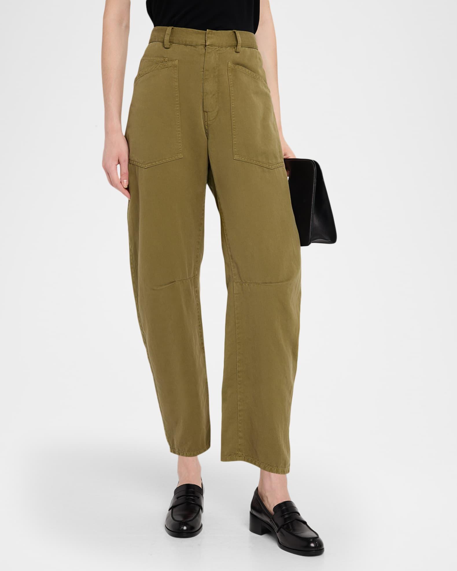 Shon Olive Green Barrel-Leg Ankle Pants Product Image