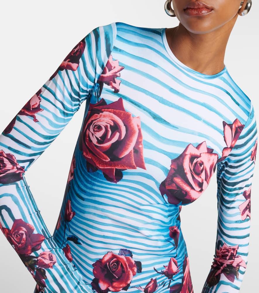 JEAN PAUL GAULTIER Floral Jersey Midi Dress In Blue Product Image