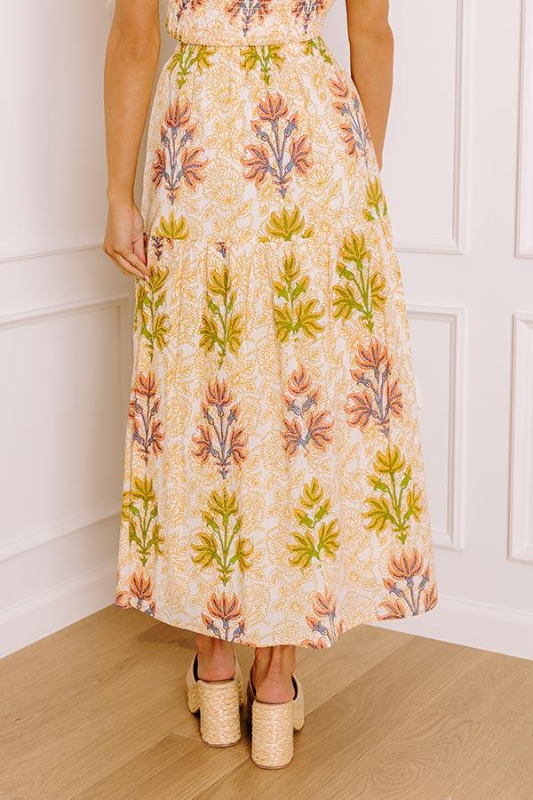Sunshine And Sorbet High Waist Floral Midi Skirt Product Image