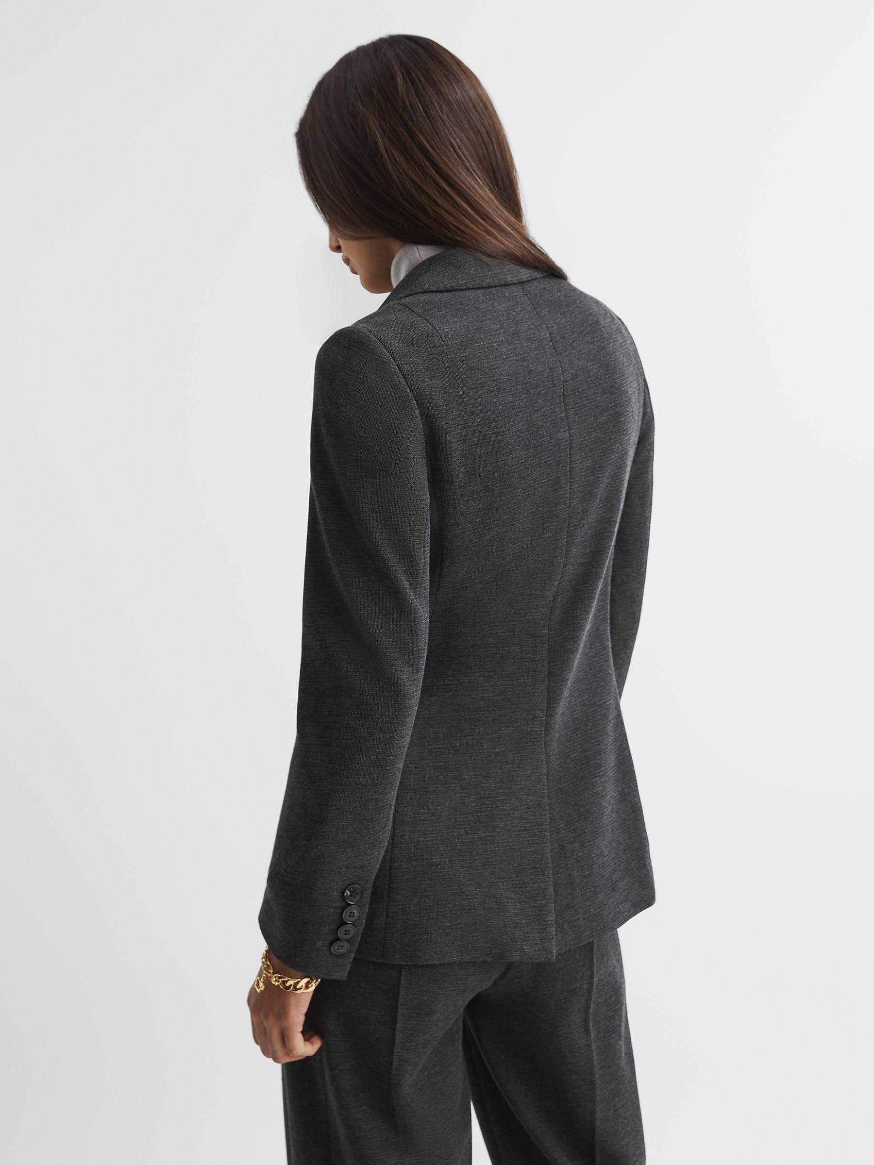 Double Breasted Wool Blend Suit Blazer in Grey Melange Product Image