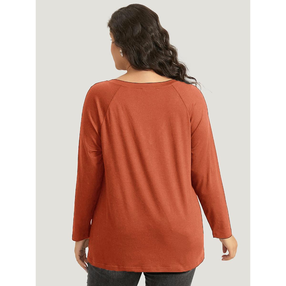 Plus Size Halloween Skull Print Long Sleeve T-shirt Chocolate Women Casual Printed Halloween Festival-Halloween T-shirts BloomChic 14-16/1X Product Image