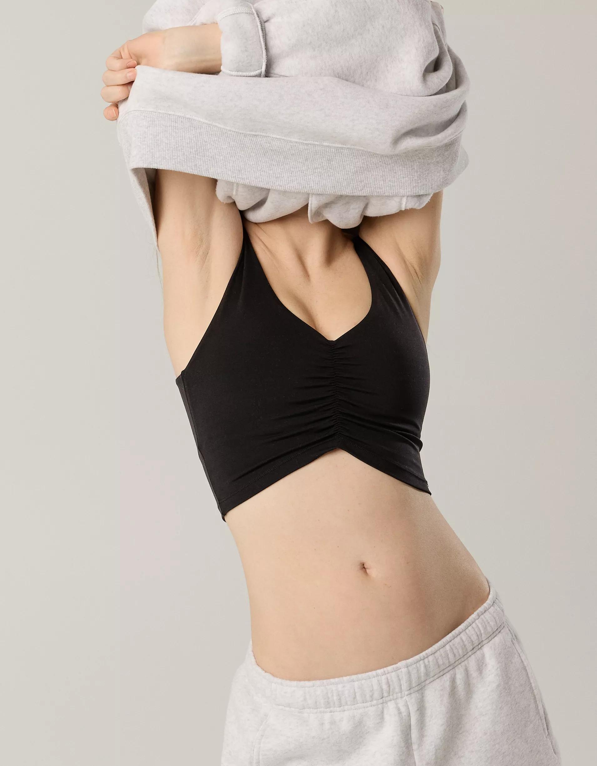 OFFLINE By Aerie Real Me Low Key Ruched Longline Sports Bra Product Image