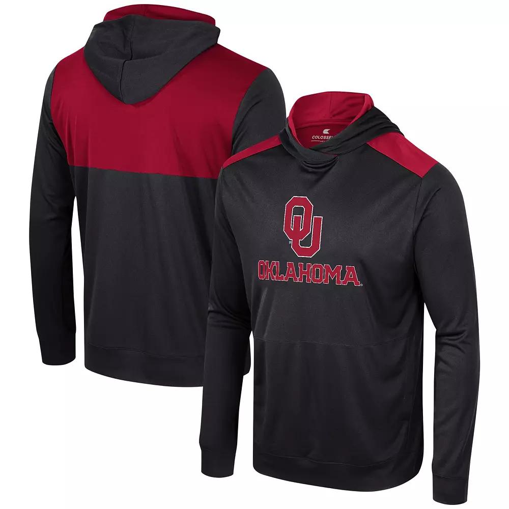 Men's Colosseum Black Oklahoma Sooners Warm Up Long Sleeve Hoodie T-Shirt, Size: Small Product Image