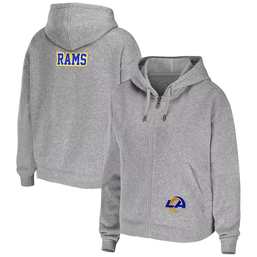 Women's WEAR by Erin Andrews Heathered Gray Los Angeles Rams Team Full-Zip Hoodie,  Product Image