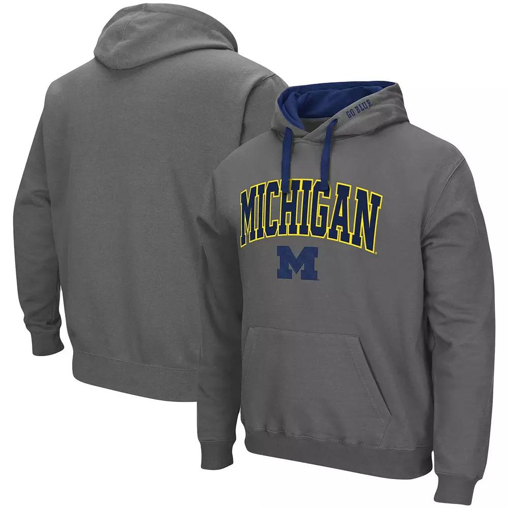 Men's Colosseum Charcoal Michigan Wolverines Big & Tall Arch & Logo 2.0 Pullover Hoodie,  Product Image