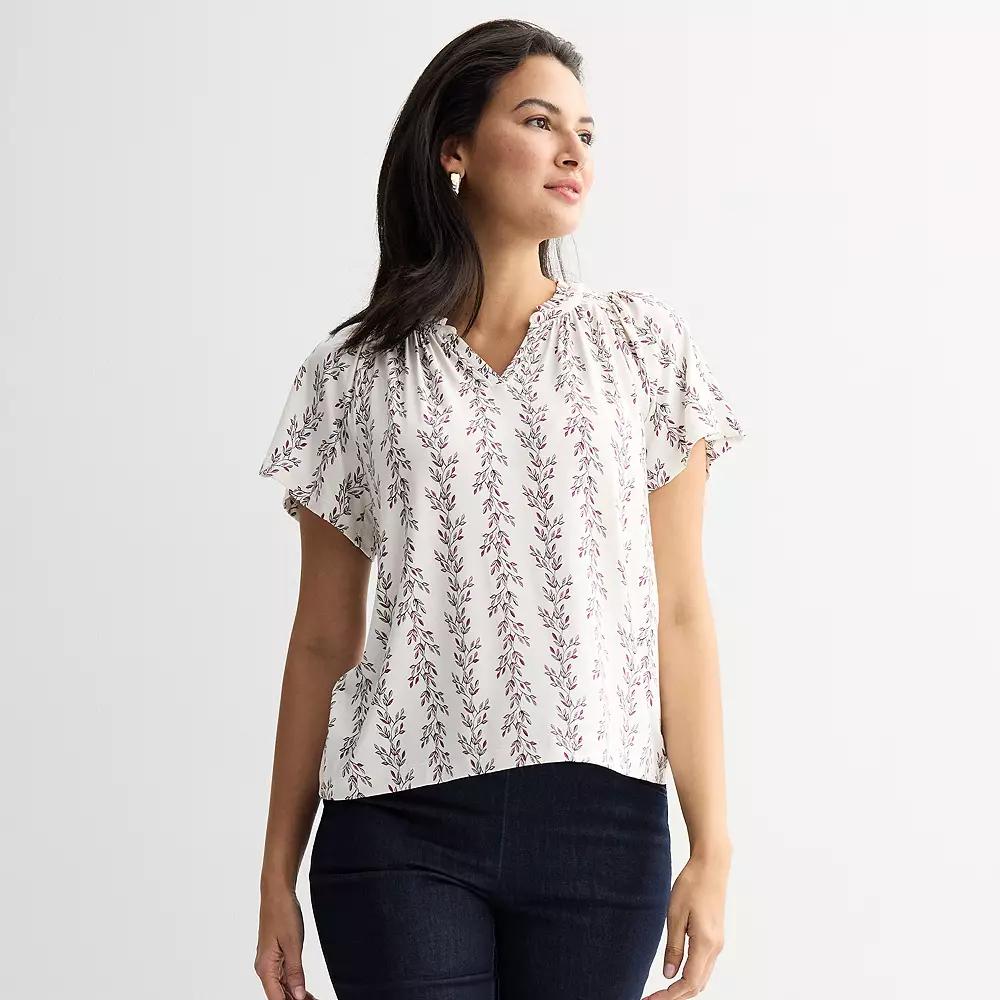 Women's Croft & Barrow® Smocked Raglan Top,  Product Image