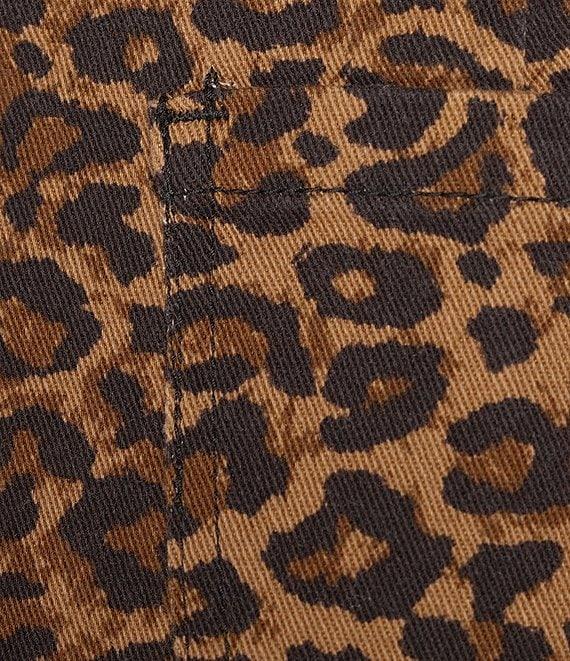 Skies Are Blue Leopard Print Wide Leg Denim Jeans Product Image