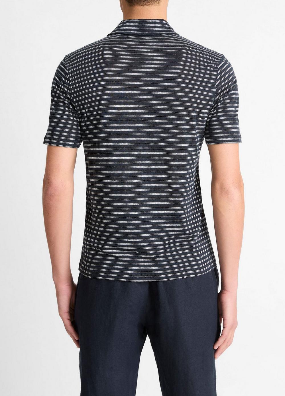 Striped Linen Jersey Polo Shirt Product Image